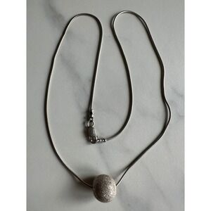 Sterling Silver 925 Snake Chain Necklace Stardust Textured Sphere Slider 17.5"